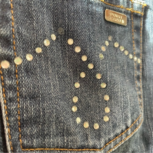 Point Zero Blue Jeans with Wide Pantleg And Rhinestone Pockets - Picture 5 of 5